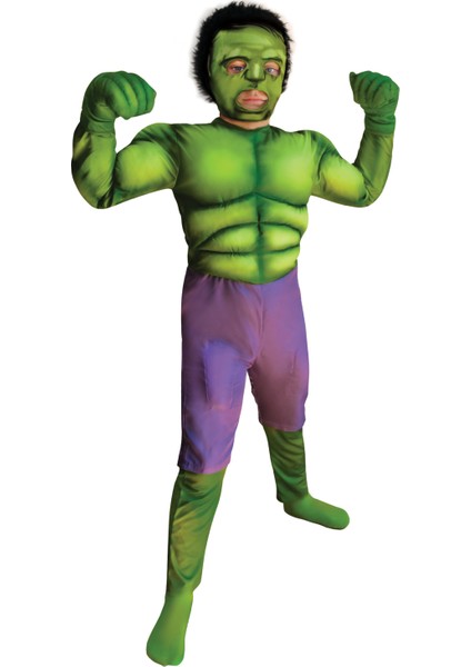 Marvel Hulk Çocuk Dev Adam Kostümü Lüks 7-9 Yaş