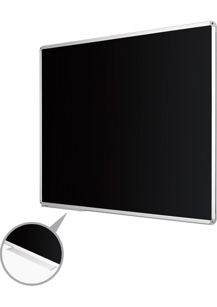 120 cm x 180 cm Alüminyum Çerçeve Duvara Monte Kara Tahta (Tebeşir Tahtası)