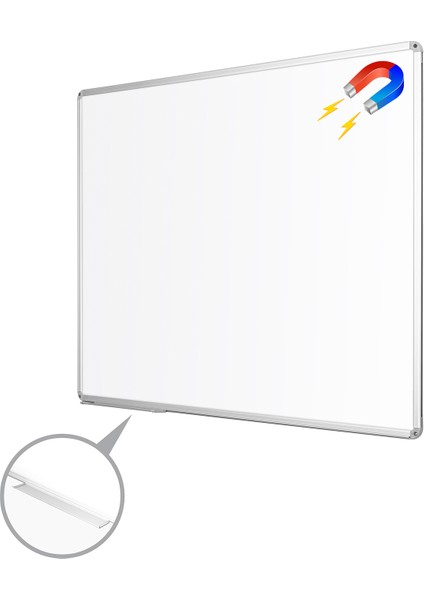 100 cm x 150 cm Alüminyum Çerçeve Duvara Monte Manyetik Yazı Tahtası Beyaz