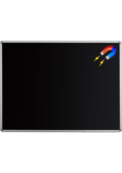 60 cm x 90 cm Alüminyum Çerçeve Duvara Monte Manyetik Kara Tahta (Tebeşir Tahtası)