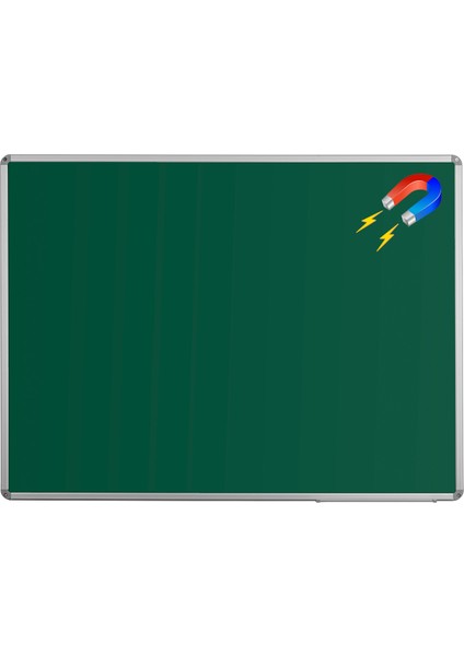 50 cm x 70 cm Alüminyum Çerçeve Duvara Monte Manyetik Yeşil Tahta (Tebeşir Tahtası)