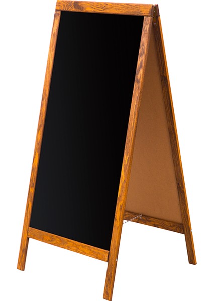 60 cm x 110 cm Çatı Tipi Çift Yüzlü Menü Tahtası Kara Tahta (Tebeşir Tahtası)