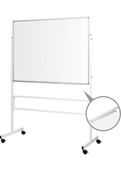 120 cm x 140 cm Mobil Ayaklı Tek Yüzlü Laminat Yazı Tahtası Beyaz (Brifing Tahtası)