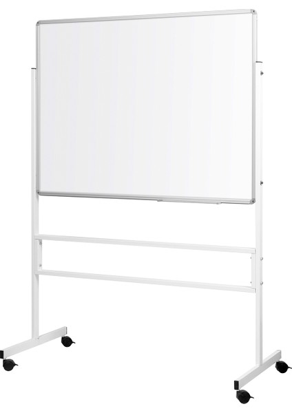 120 cm x 140 cm Mobil Ayaklı Tek Yüzlü Laminat Yazı Tahtası Beyaz (Brifing Tahtası)