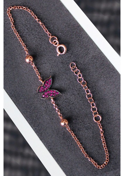 Kırmızı Kelebek Gümüş Bileklik (Tgb0172)