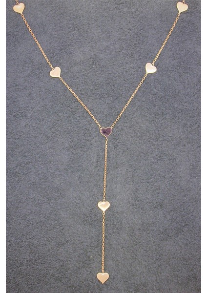 Sallantılı Kalp Rose Gümüş Kolye (Tgk0026)