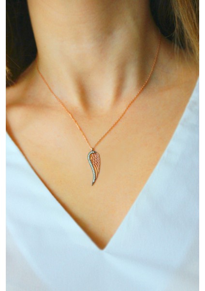 Melek Kanadı Rose Gümüş Kolye (Tgk0032) fiyatları