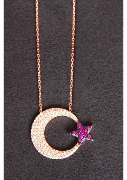 Ayyıldız Rose Gümüş Kolye (Tgk0113)