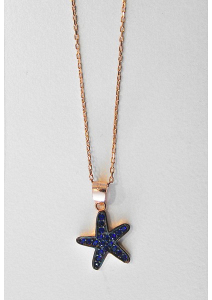 Saks Mavi Denizyıldızı Rose Gümüş Kolye (Tgk0281)