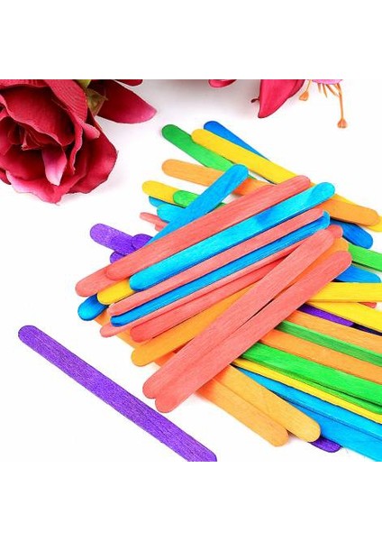 Renkli Dondurma Çubukları 50'Li Paket