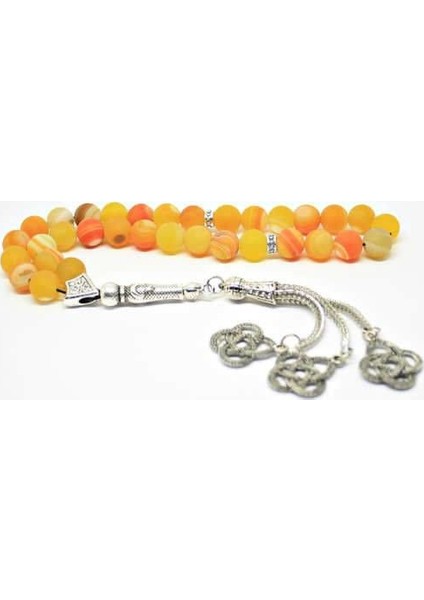 Çizgili Akik Taşı Tesbih Gerçek Doğal Taş Tespih