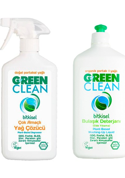 U Green Bulaşık Deterjanı Ve Çok Amaçlı Yağ Çözücü Seti 500 Ml
