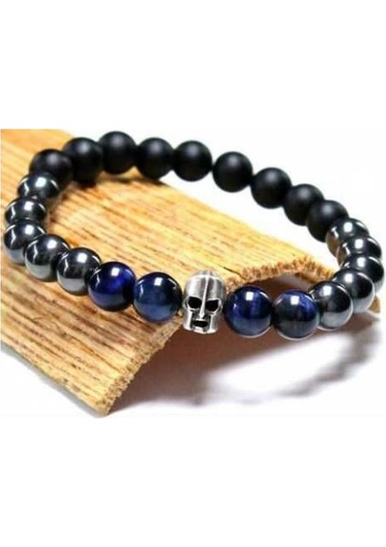 Mavi Kaplan Gözü, Hematit Gladyatör Tasarım Doğal Taş Bileklik