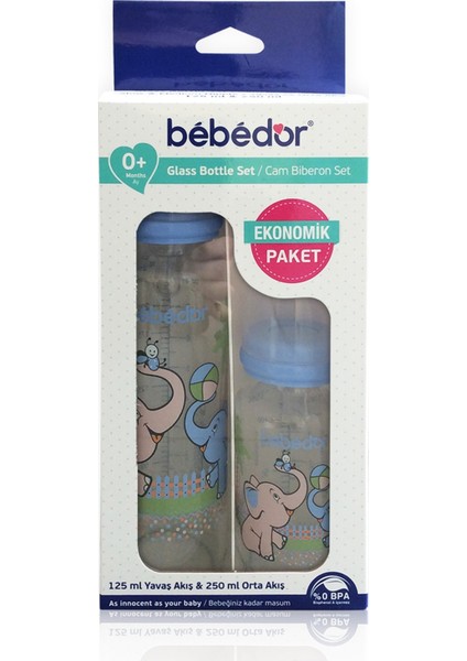 Cam Biberon Seti Asortili 125ml+250ml