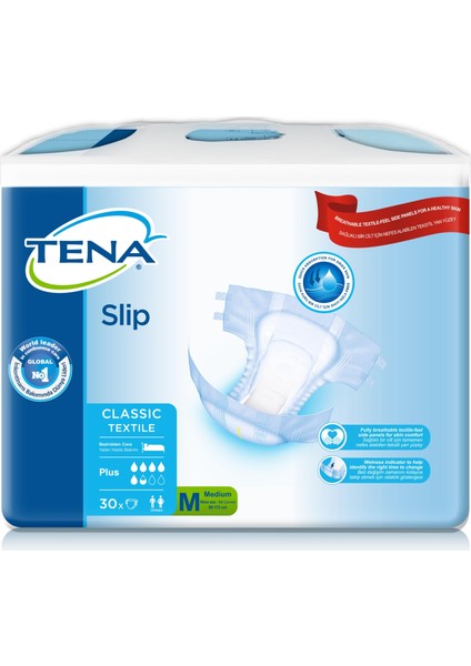 Tena Classic 5.5 Damla Hasta Bezi 30 Adet Medium Tekstil Yüzey