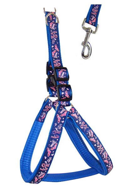 Lovely Dog Love Baskılı Gögüs Tasması Ve Uzatması 120Cm Siyah