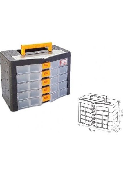 Cok Amacli Tasinabilir 5 Cekmeceli Moduler Organizer Canta