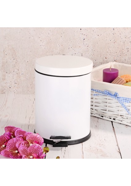 3 Lt. Pedallı Renkli Çöp Kovası - Beyaz
