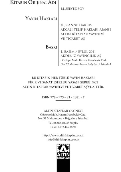 Mavi Gözlü Çocuk - Joanne Harris