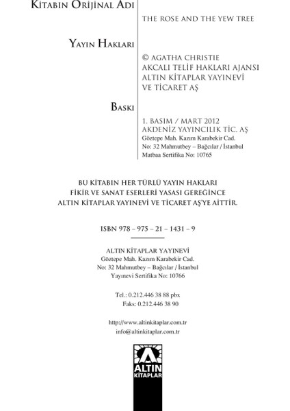 Gül ve Porsukağacı - Agatha Christie
