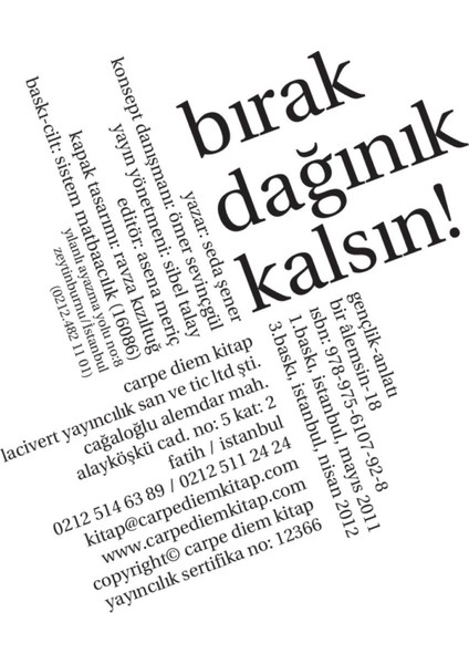 Bırak Dağınık Kalsın - Seda Şener