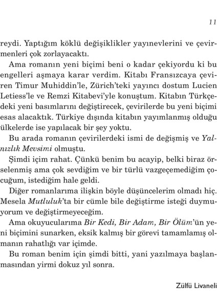 Bir Kedi, Bir Adam, Bir Ölüm -Zülfü Livaneli