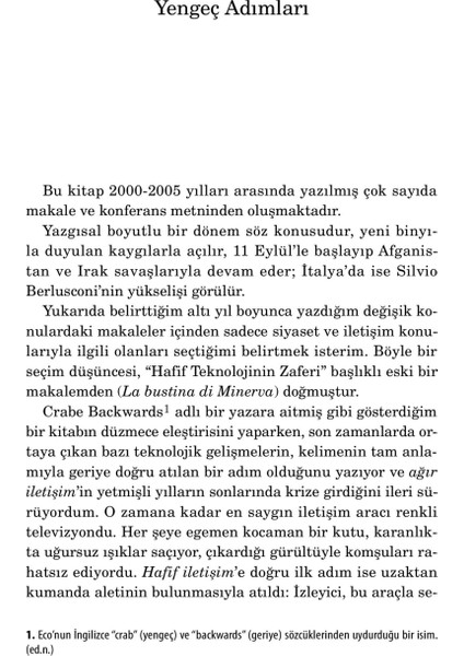 Yengeç Adımlarıyla, Sıcak Savaşlar ve Medyatik Popülizm - Umberto Eco