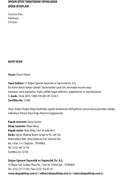 Kayıp Deniz - Özcan Yüksek indirimleri