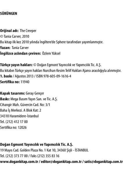 Sürüngen - Tania Carver modelleri