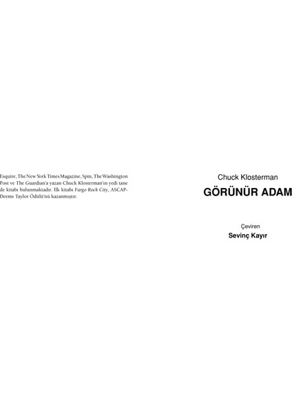Görünür Adam - Chuck Klosterman