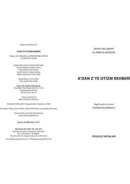 A'dan Z'ye Otizm Rehberi - Jenny McCarthy modelleri