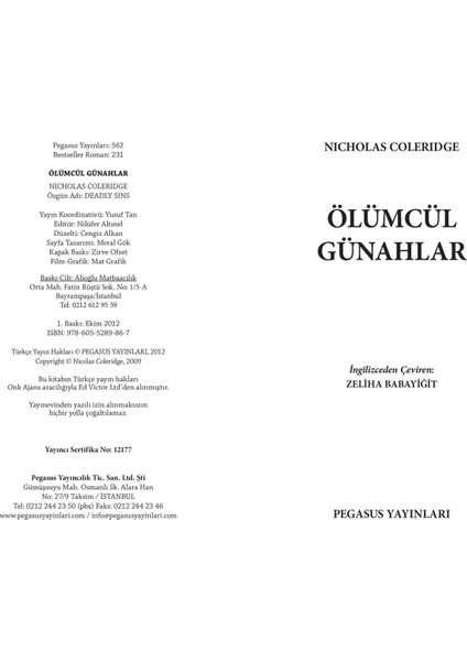 Ölümcül Günahlar - Nicholas Coleridge