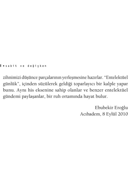 Sabit Ve Değişken-Ebubekir Eroğlu