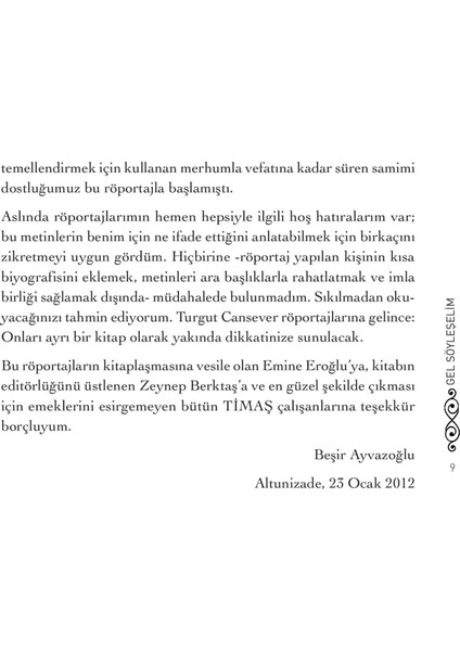 Gel Söyleşelim Cümle Geçen Demleri-Beşir Ayvazoğlu