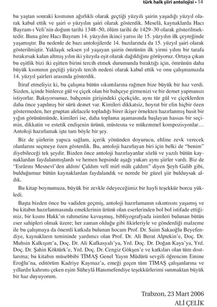 Türk Halk Şiiri Antolojisi - Ali Çelik