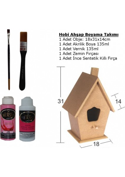 Hobi Ahşap Boyama Objesi Kuş Evi L Başlangıç Seti No:1