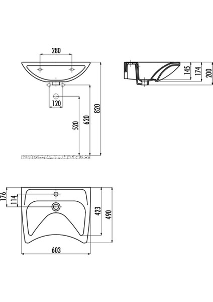 BD060 Bedensel Engelli Lavabo 60x50 cm