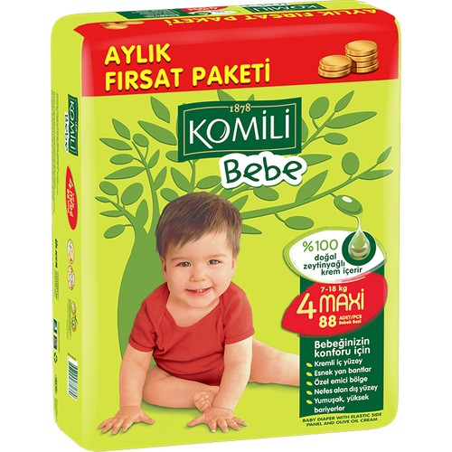 Komili Bebek Bezi Fırsat Paketi Maxi 4 Beden 88 Adet Fiyatı