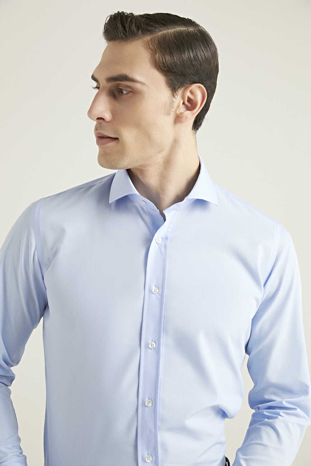 D'S Damat Slim Fit Beyaz Düz Nano Care Gömlek Uzun Kol Klasik Stil 5HF02ORTSG01 görsel 2
