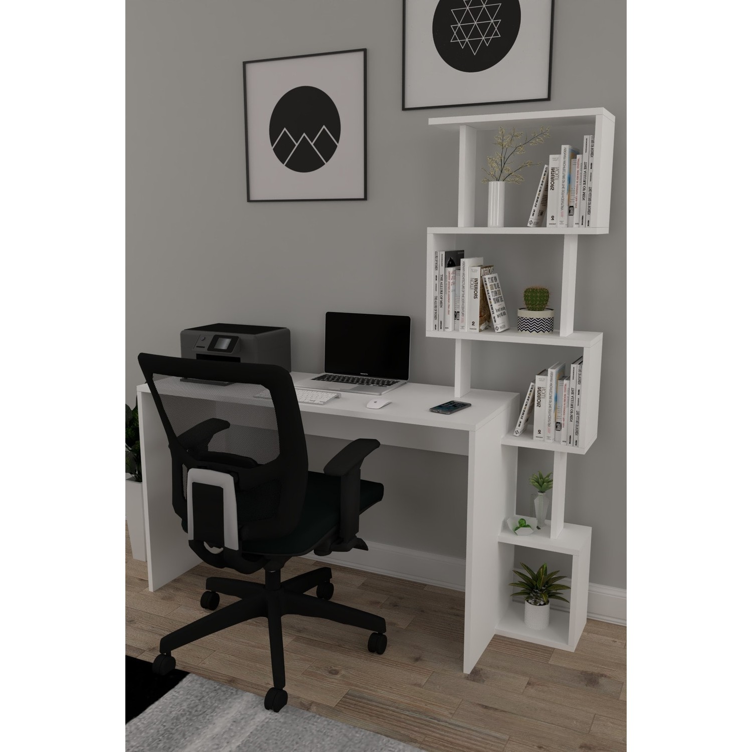 Moonlife Koordinat Pratik Kitaplıklı Çalışma Masası Beyaz Moonlife Koordinat Pratik Kitaplıklı Çalışma Masası Beyaz