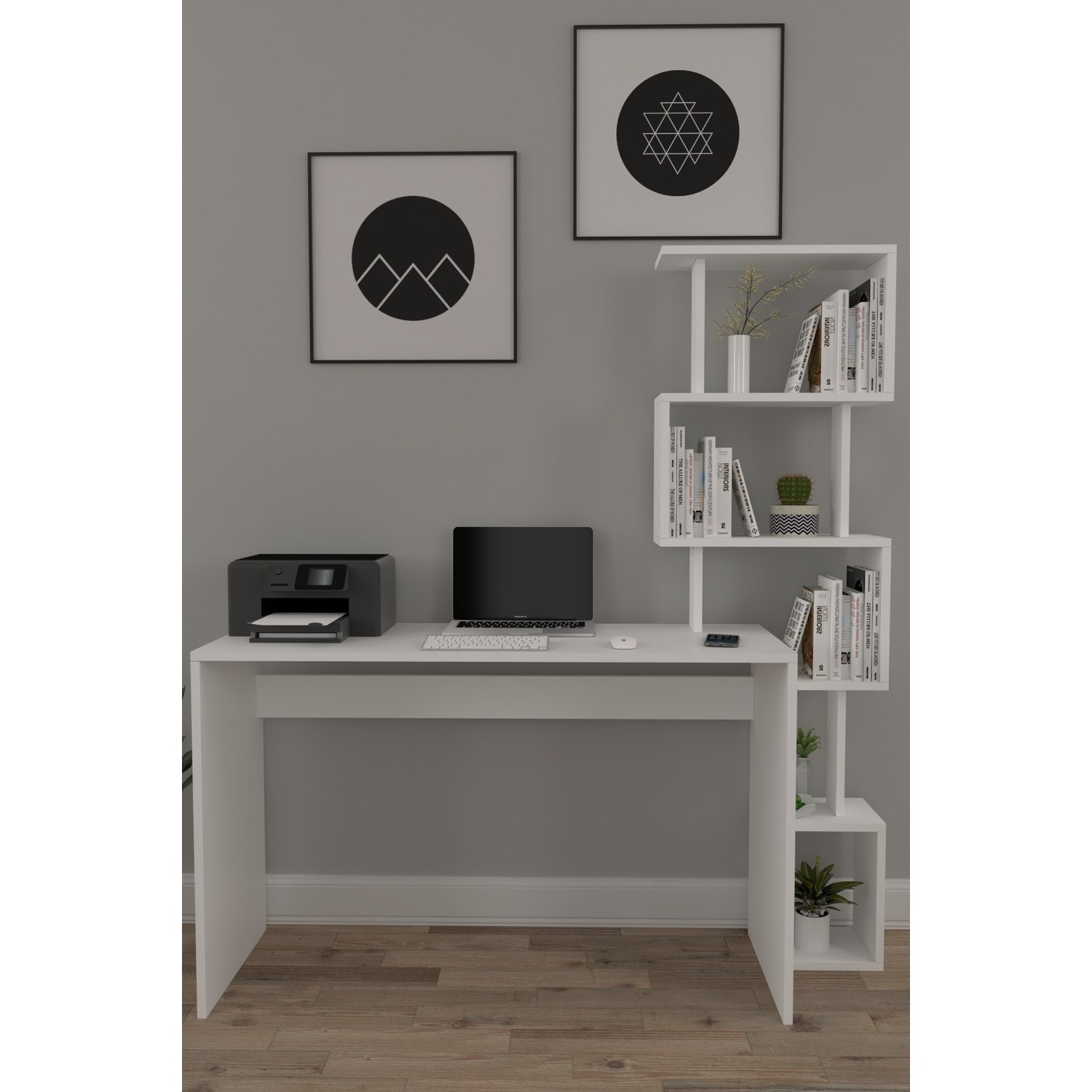 Moonlife Koordinat Pratik Kitaplıklı Çalışma Masası Beyaz Moonlife Koordinat Pratik Kitaplıklı Çalışma Masası Beyaz