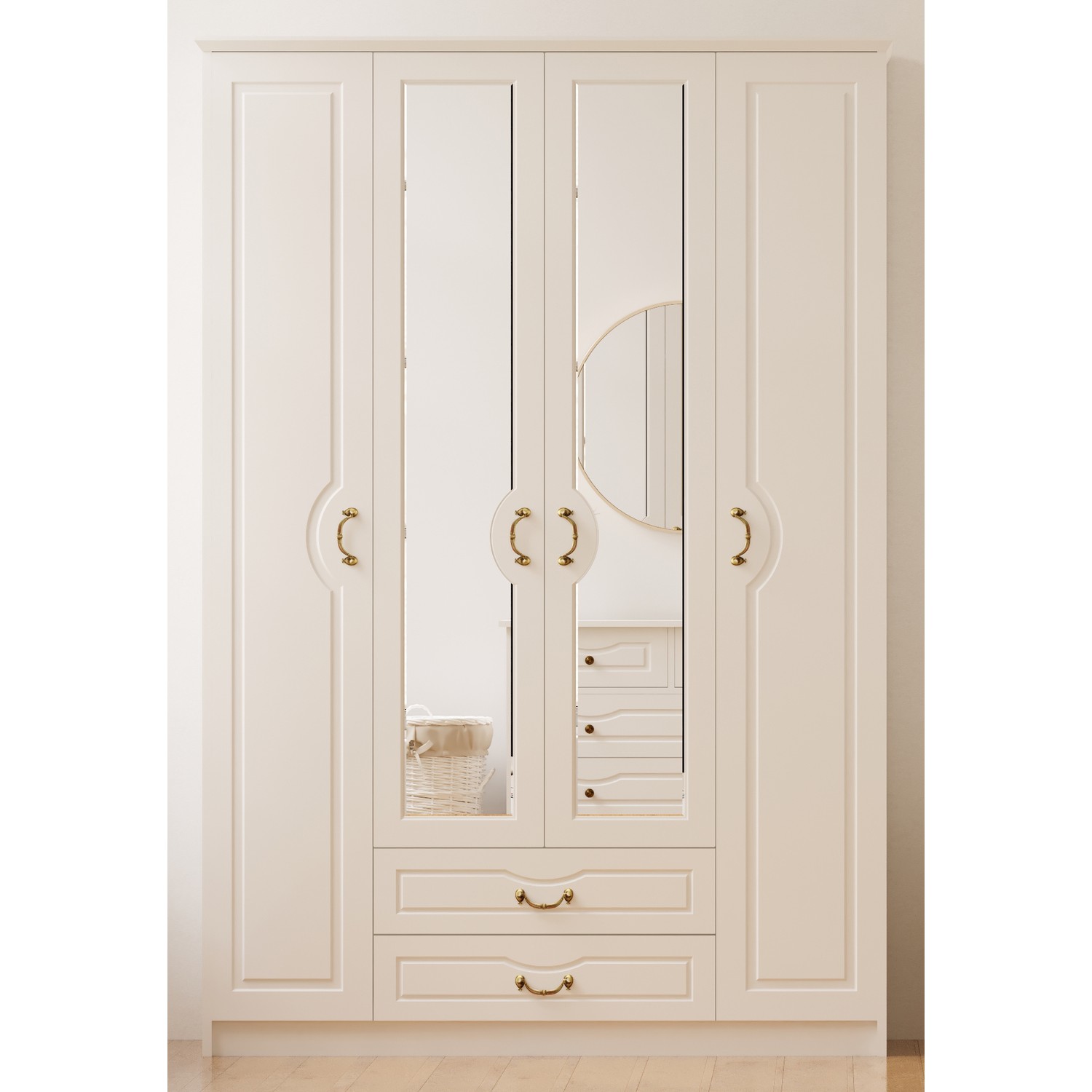 Rabi Mobilya Yağmur Country 4 Kapak 2 Çekmeceli Gardırop