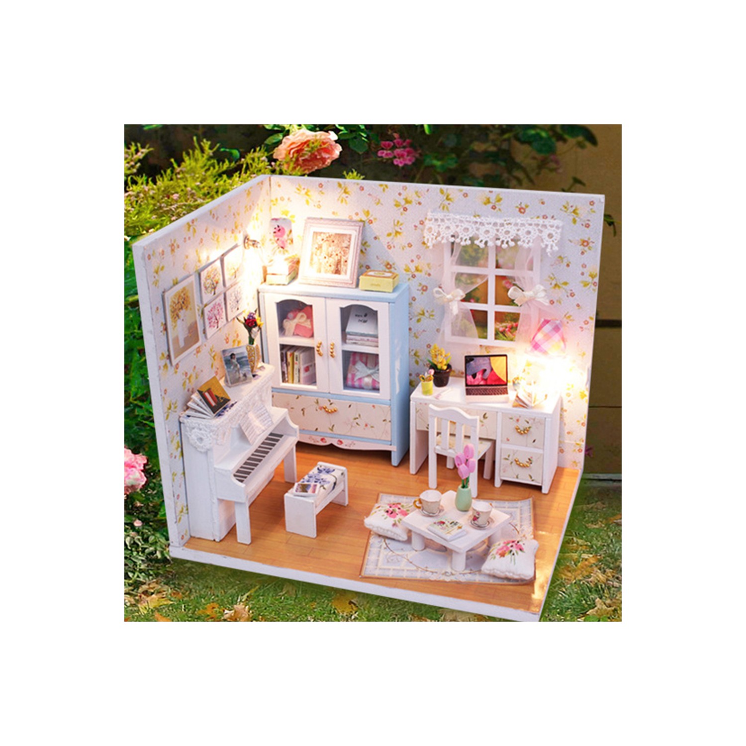 Buyfun Minyatür Bebek Evi Mobilya ile Diy Ahşap Dollhouse