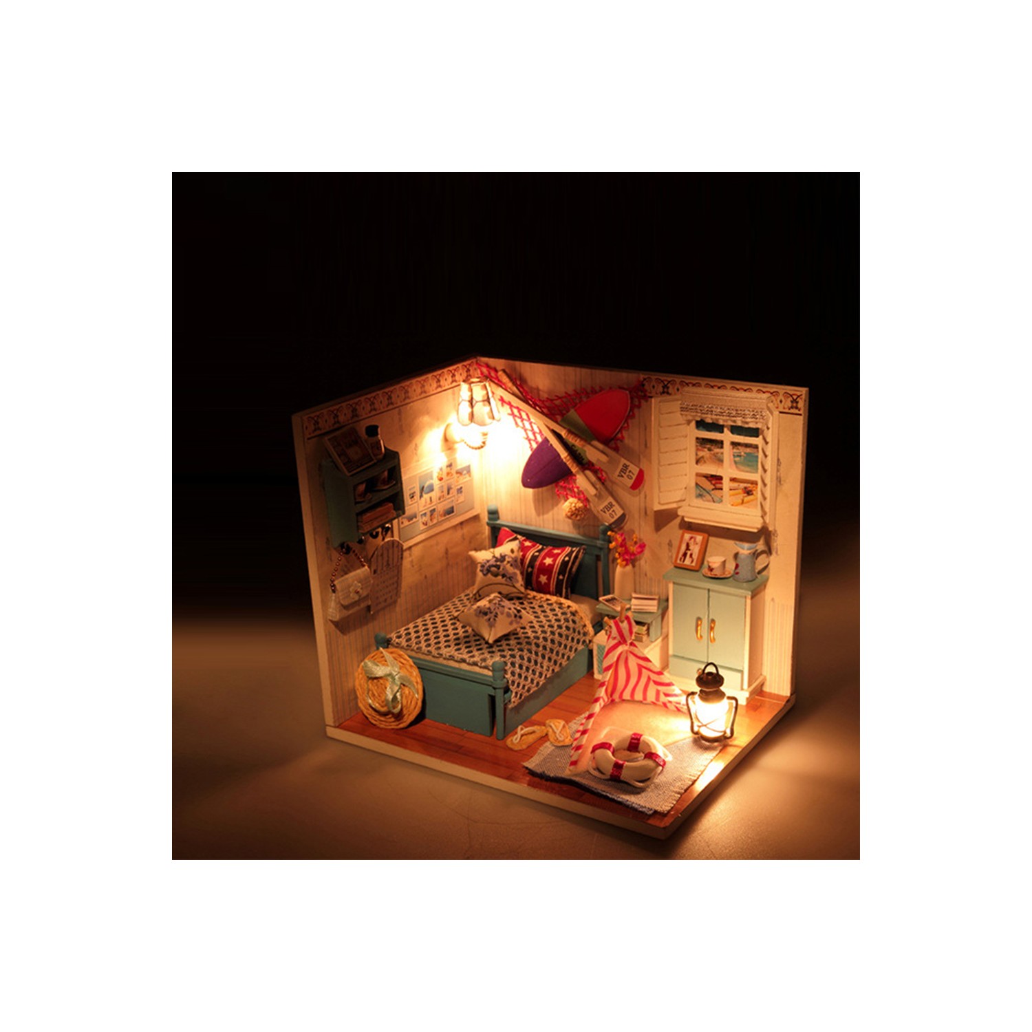 Buyfun Minyatür Bebek Evi Mobilya ile Diy Ahşap Dollhouse