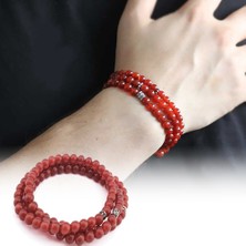 Ergenekon Aksesuar Hem Bileklik - Hem Kolye - Hem Tesbih 99LU Kırmızı Akik Doğaltaş Aksesuar