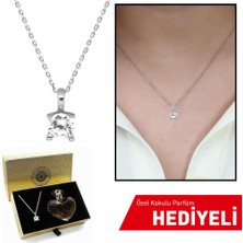 Gül Endam Zirkon Taşlı 925 Ayar Gümüş Tektaş Kolye