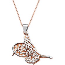 Gül Endam 925 Ayar Gümüş Zirkon Taşlı Gölgeli Tuğra Model Kaplama Kolye