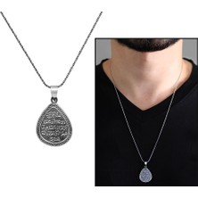 Gül Endam Üzerinde Kitmir Duası ve Ayetel Kürsi Yazılı 925 Ayar Gümüş Cevşen Kolye