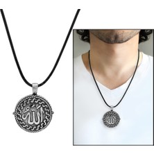 Gül Endam Üzerinde Arapça Allah Içinde Ayetel Kürsi Yazılı 925 Ayar Gümüş Dua Kolye