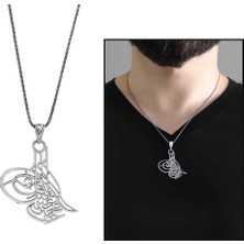 Gül Endam Osmanlı Tuğralı Lazer Kesim 925 Ayar Gümüş Kolye